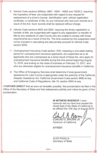 Page 3 of Proclamation of State of Emergency due to Lake County Clayton Fire