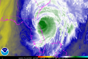 Nasa thermal satellite image of Hurricane Matthew
