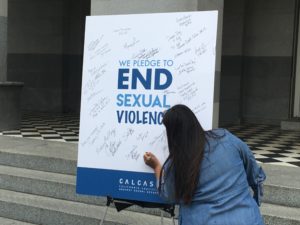 Denim Day sign to pledge to end sexual violence