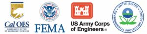 Logos for Cal O E S and FEMA and U S Army Corps of Engineers and U S E P A