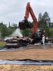 Debris removal of burn up cars