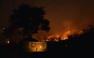 Easy Fire burning up a hillside
