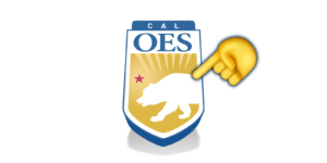 Cal OES logo with a finger pointing emoji clicking on the logo