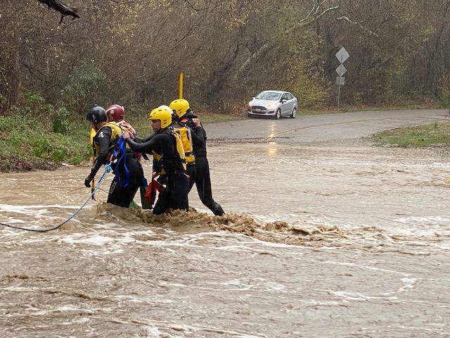 First Responders Save Stranded Woman During Water Rescue, Pre-Positioned Resource Assists