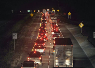 Long line of cars gridlock highway during Oroville evacuation