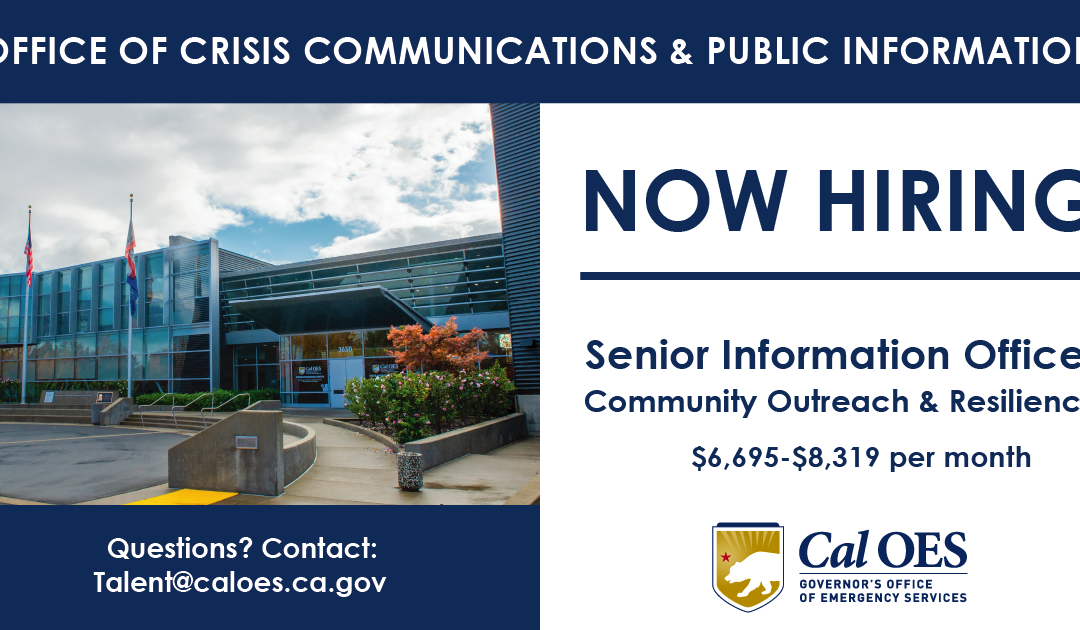 Recruitment Announcement: Senior Public Information Officer, Community Outreach & Resilience