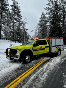 Cal OES truck in the snow