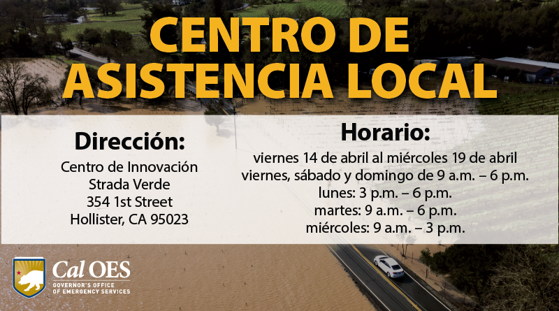 Centro de Asistencia Local Abrirá en el Condado de San Benito para Ayudar a los Afectados por las Tormentas de febrero y marzo
