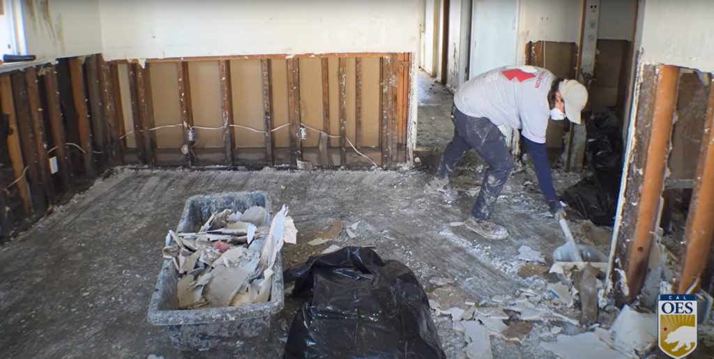 Removing debris from a water damaged house