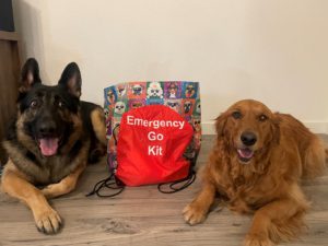 Emergency Go Kit with two dogs.