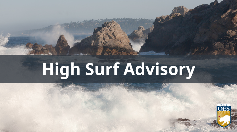 High Surf Advisory for Central Coast Through Monday