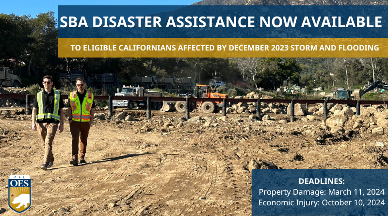 SBA Offers Disaster Assistance to California Businesses and Residents Affected by the December 2023 Storm and Flooding