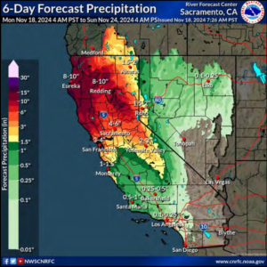 NWS Radar image of precipitation - a lot of red.