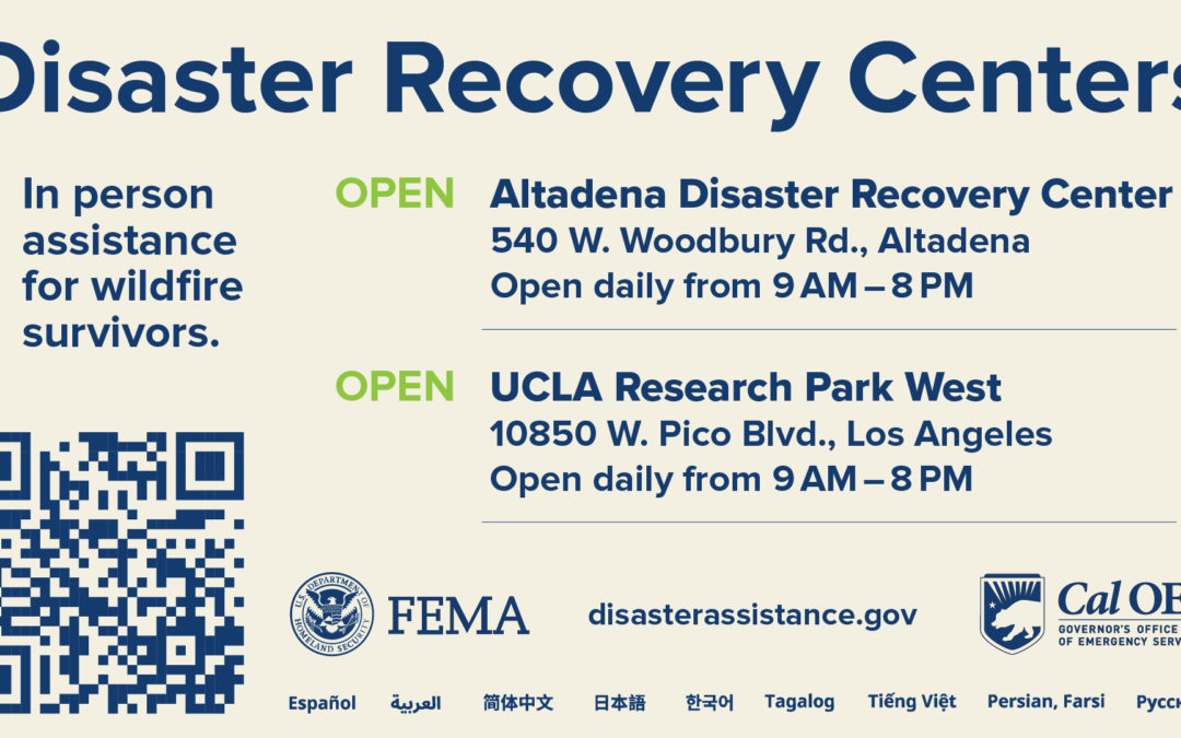 Los Angeles County Disaster Recovery Centers Are Open for Hurricane-Force Firestorm Survivors