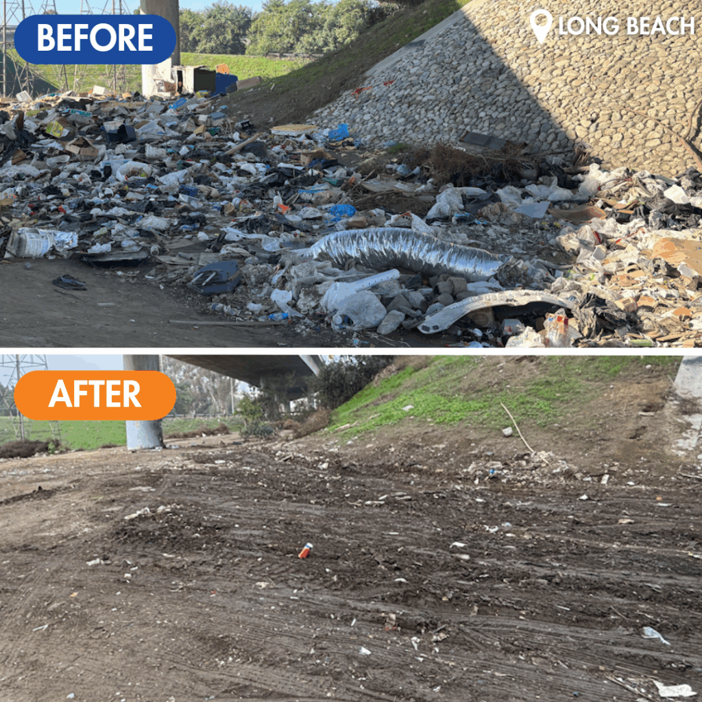 Before and after encampment cleanup