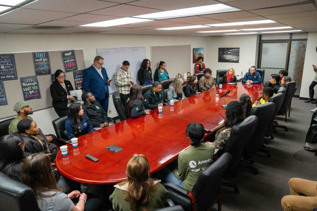 photo of first responders sitting around a table